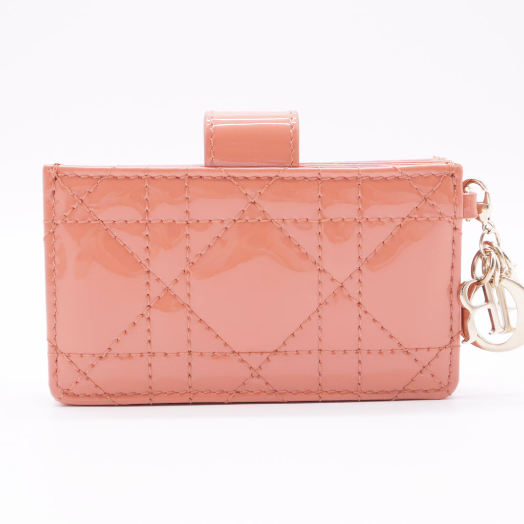 Patent Cannage Lady Dior Eden Wallet Rose Clair