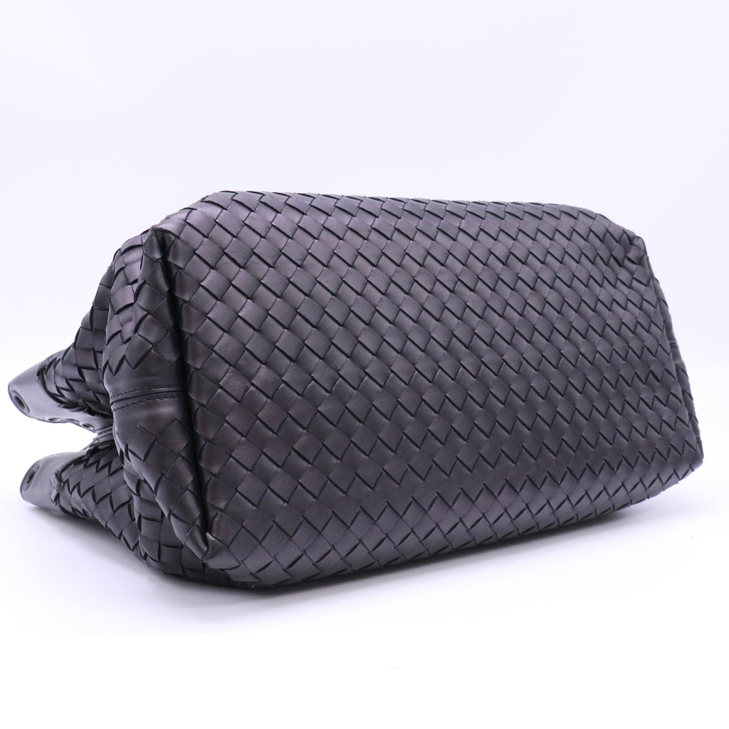 Bottega Veneta Dark Brown Intrecciato Woven Nappa Leather Large Tote Bag Twins LDJ4600