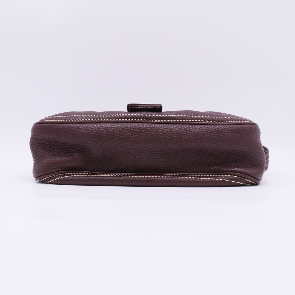 Celine Vintage Stitched Leather Buckle Shoulder Bag B23626