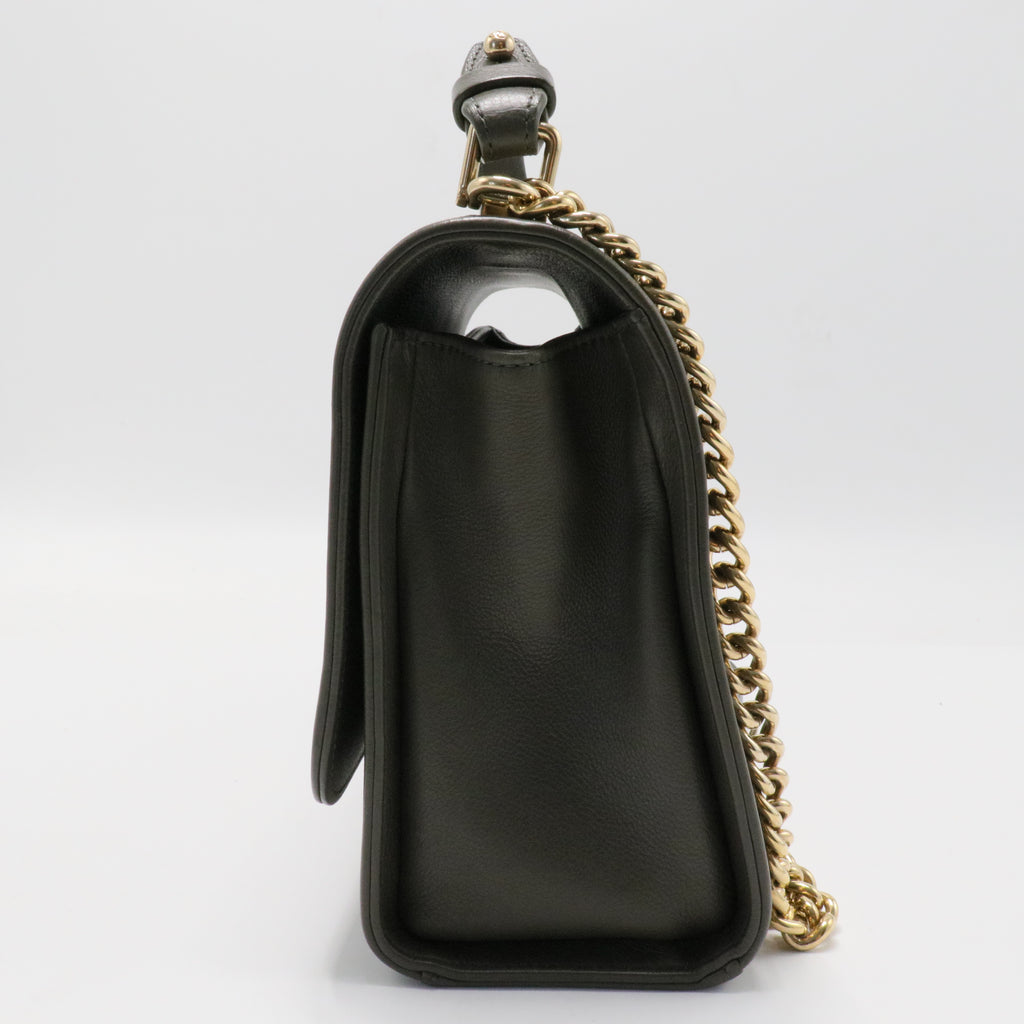 Label Click Flap Bag Quilted Calfskin