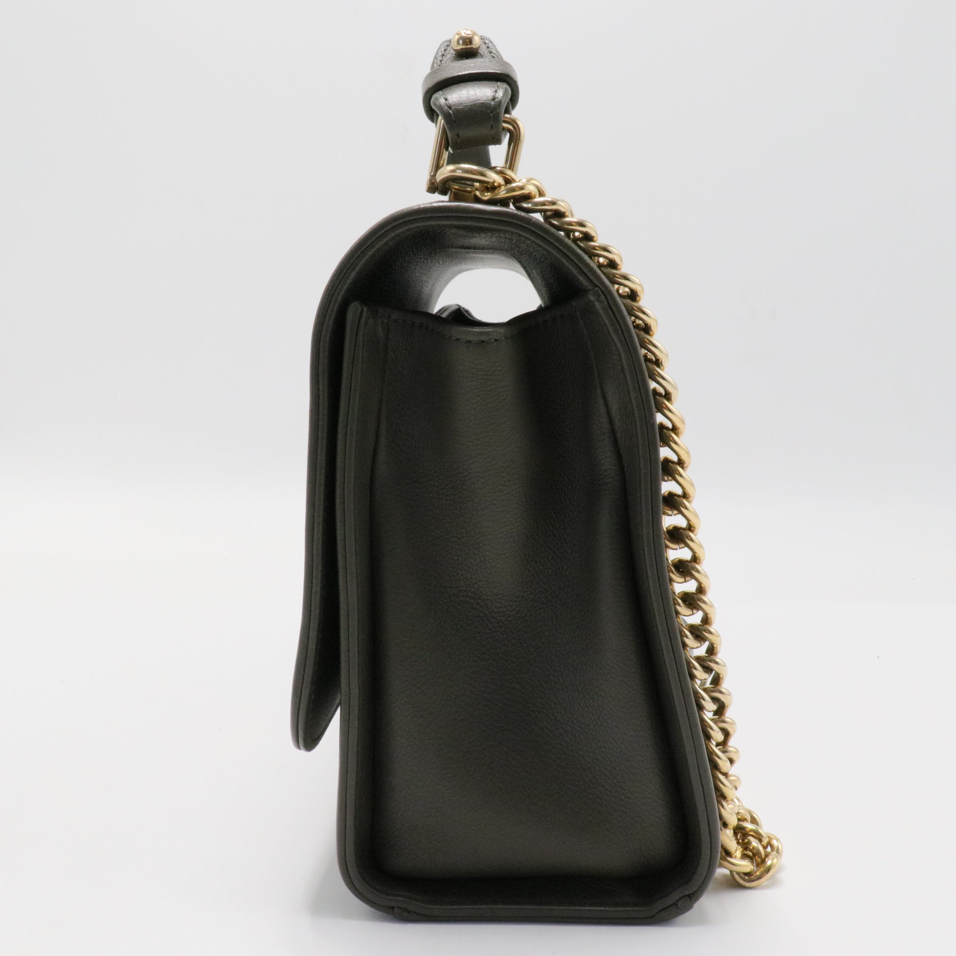 Label Click Flap Bag Quilted Calfskin