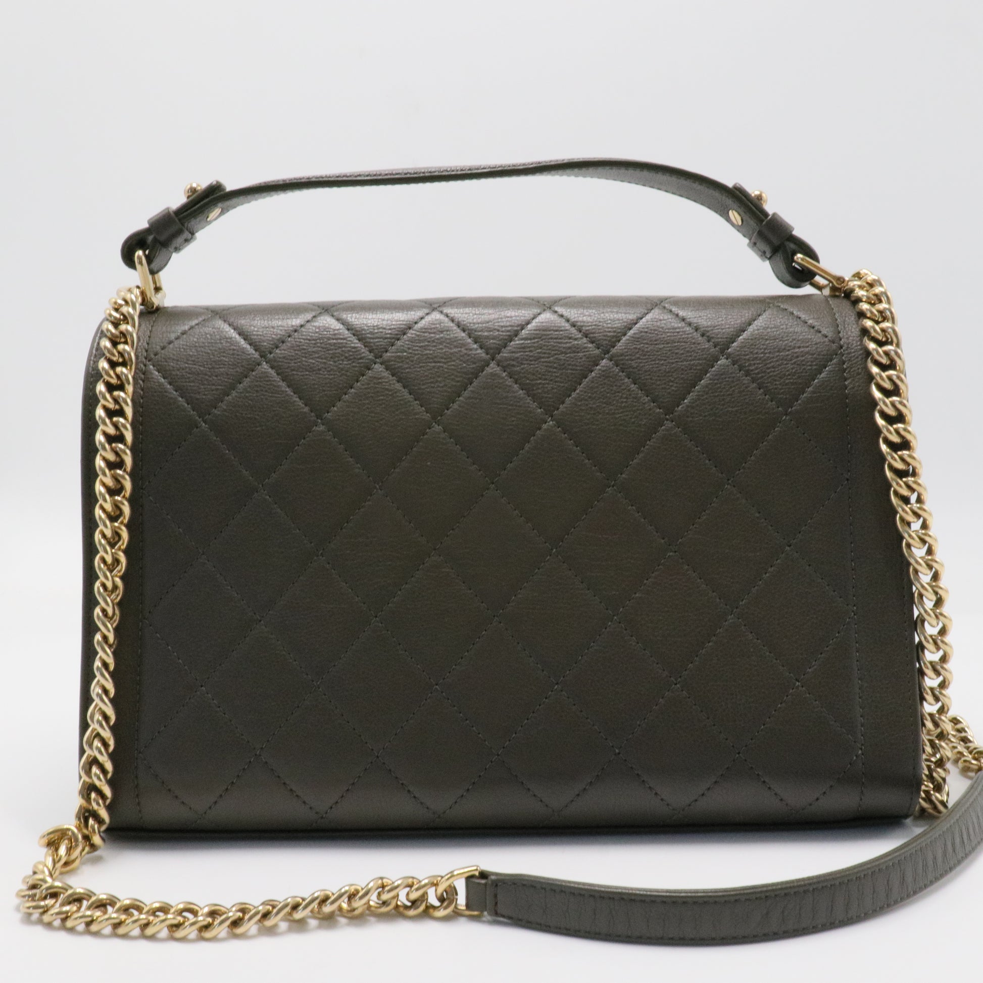 Label Click Flap Bag Quilted Calfskin
