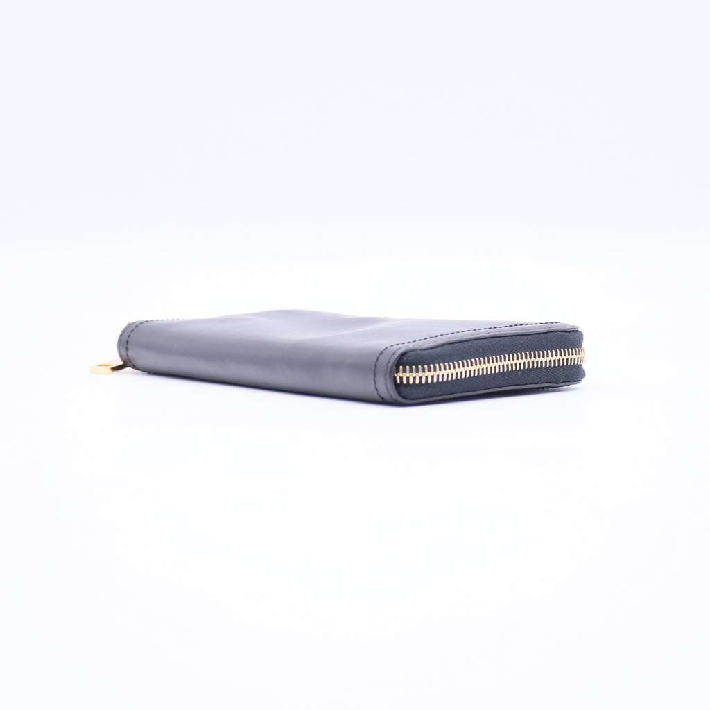 Prada Black Saffiano Metal Leather Zip Wallet twins W20898