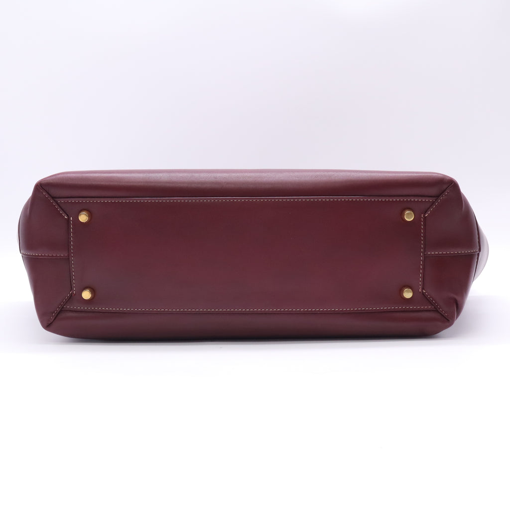 Bottega Veneta Fondant Dark Red Smooth Leather Maxi Weave Arco Oversized Tote Bag twins B23478