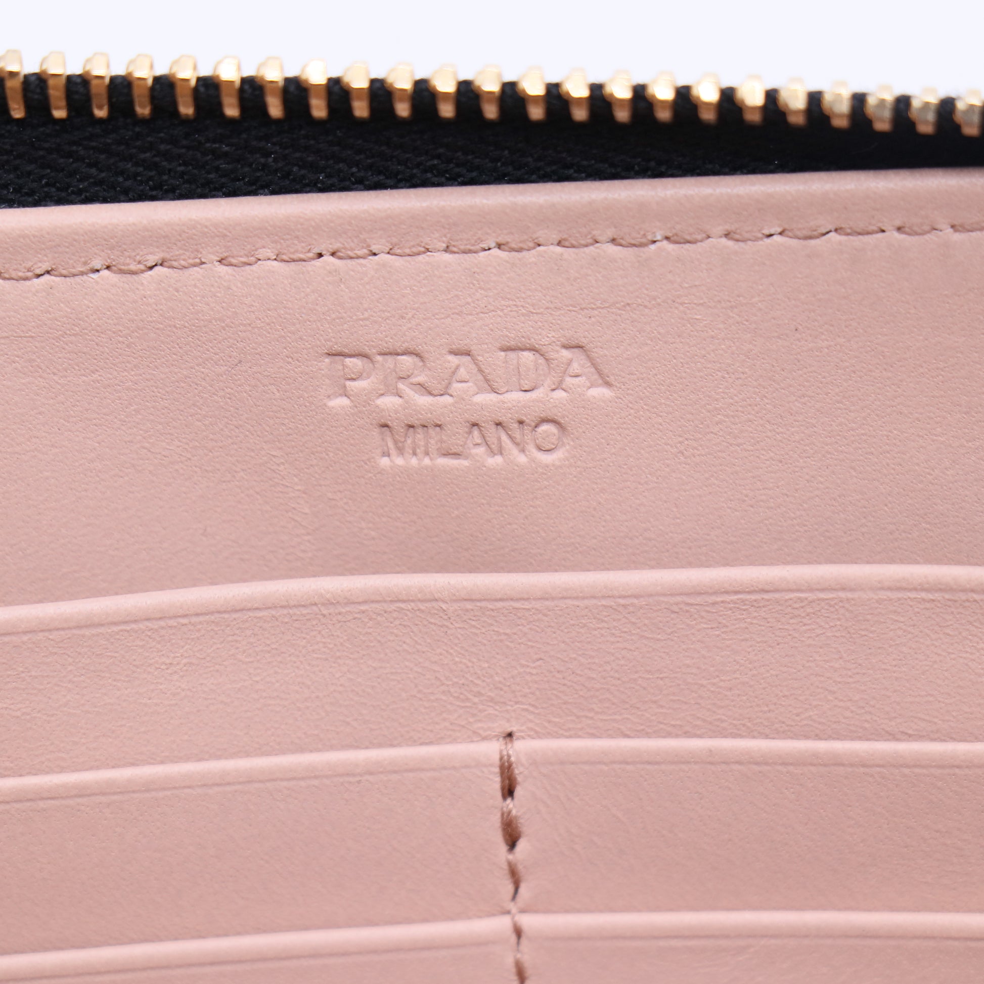 Prada Black Saffiano Metal Leather Zip Wallet twins W20898