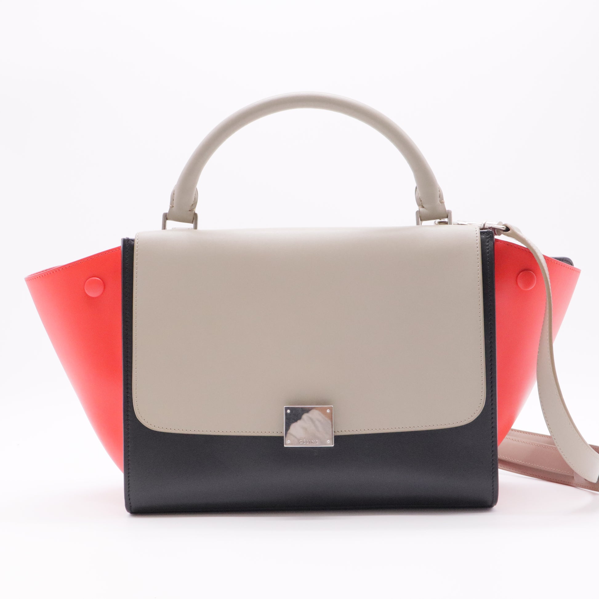 Smooth Calfskin Suede Medium Tri-Color Trapeze