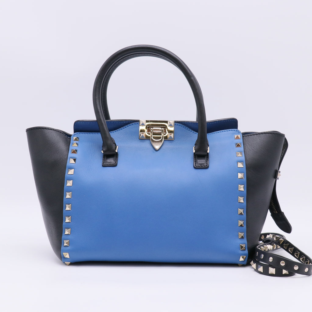 Valentino Garavani Bicolor Rockstud Double Handle Tote B23369