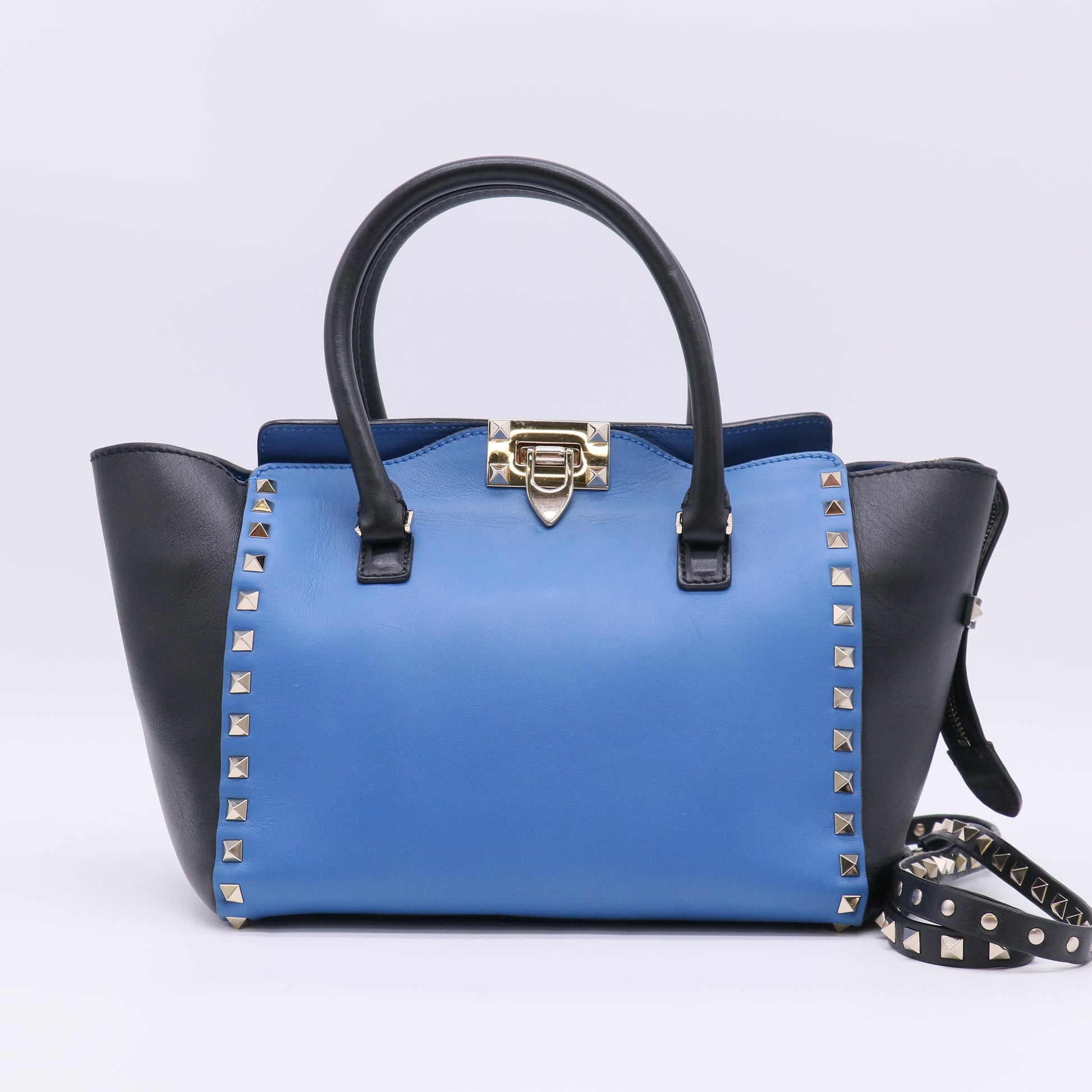 Valentino Garavani Bicolor Rockstud Double Handle Tote B23369