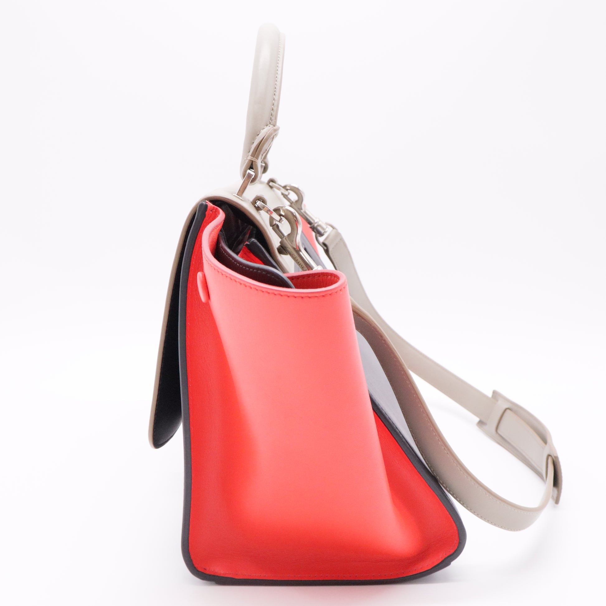 Smooth Calfskin Suede Medium Tri-Color Trapeze