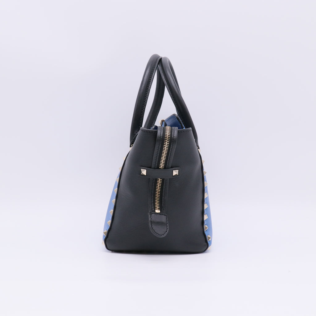 Valentino Garavani Bicolor Rockstud Double Handle Tote B23369
