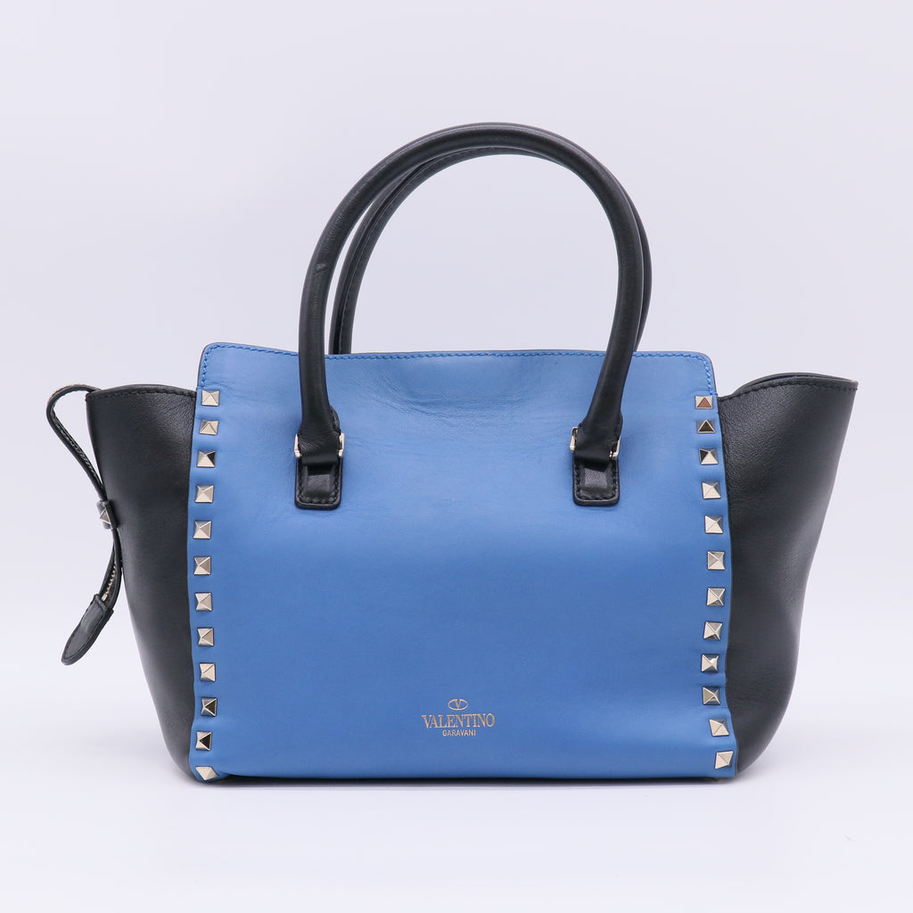 Valentino Garavani Bicolor Rockstud Double Handle Tote B23369