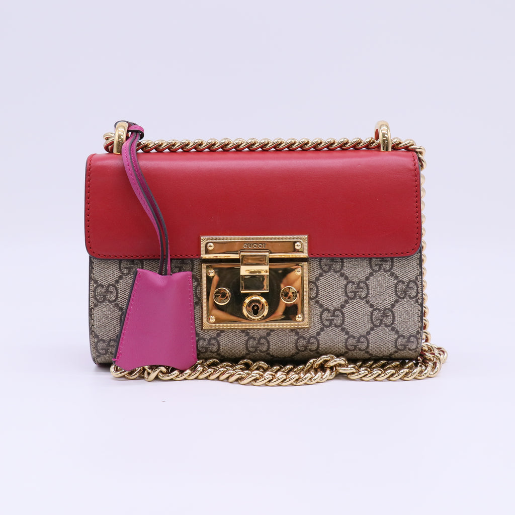 Padlock Shoulder Bag GG Coated Canvas and Leather Small B22146