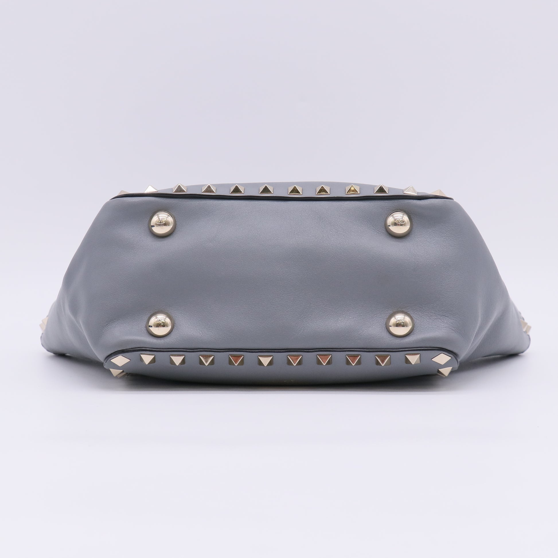 Valentino Garavani Vitello Rockstud Tote Grey Twins B23647