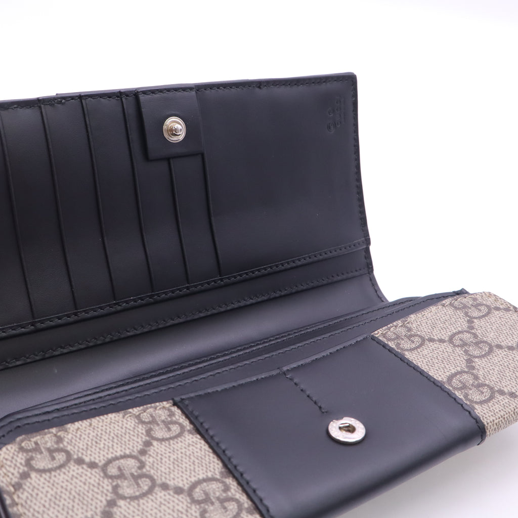 Gucci GG Supreme Continental Long Flap Wallet twins W23315