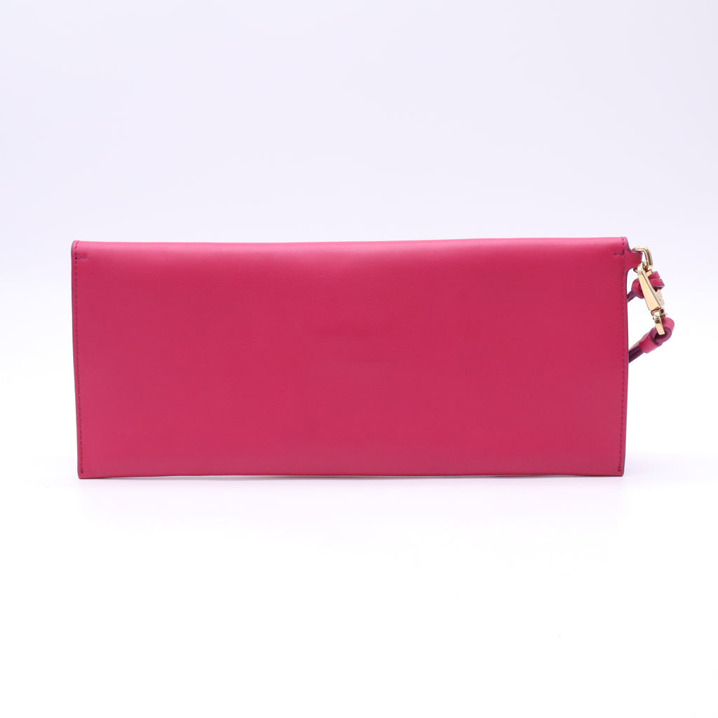Salvatore Ferragamo Afef Gancio Lock Leather Wristlet Clutch W22758