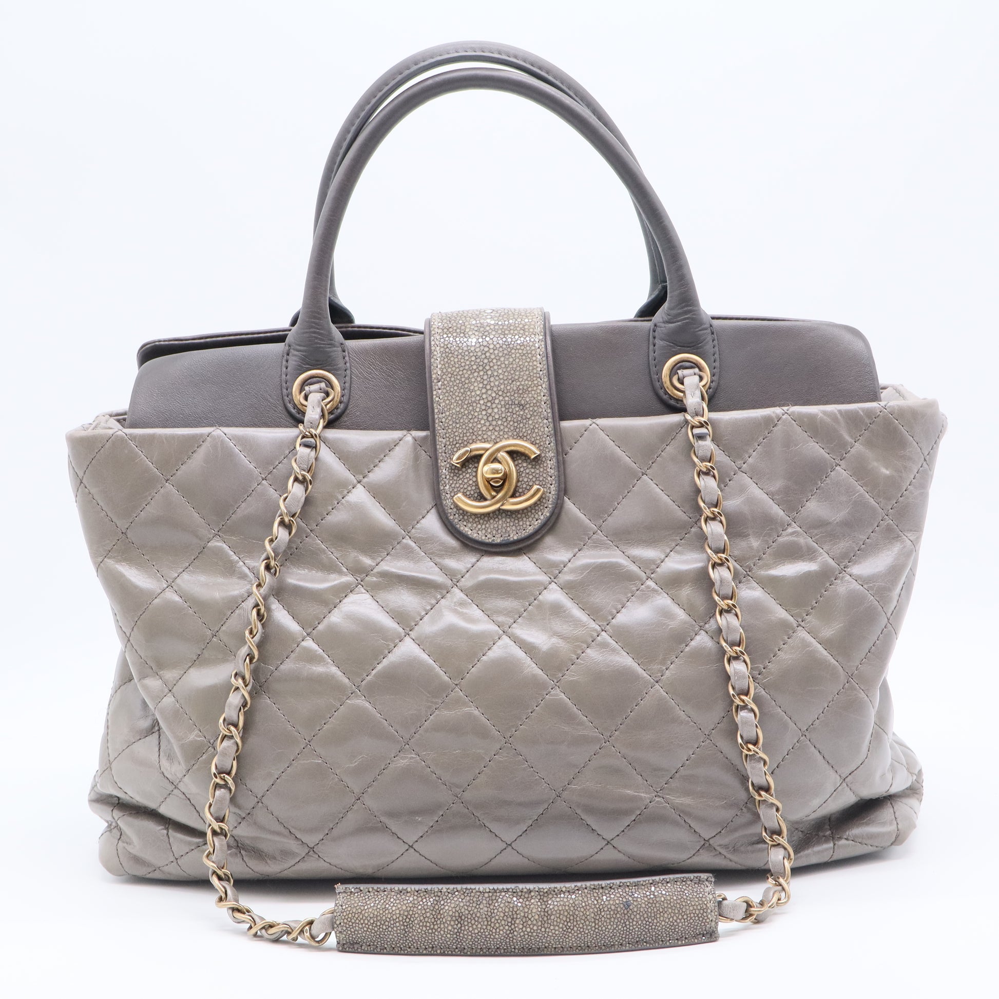 Bindi Tote Quilted Glazed Calfskin with Stingray Large