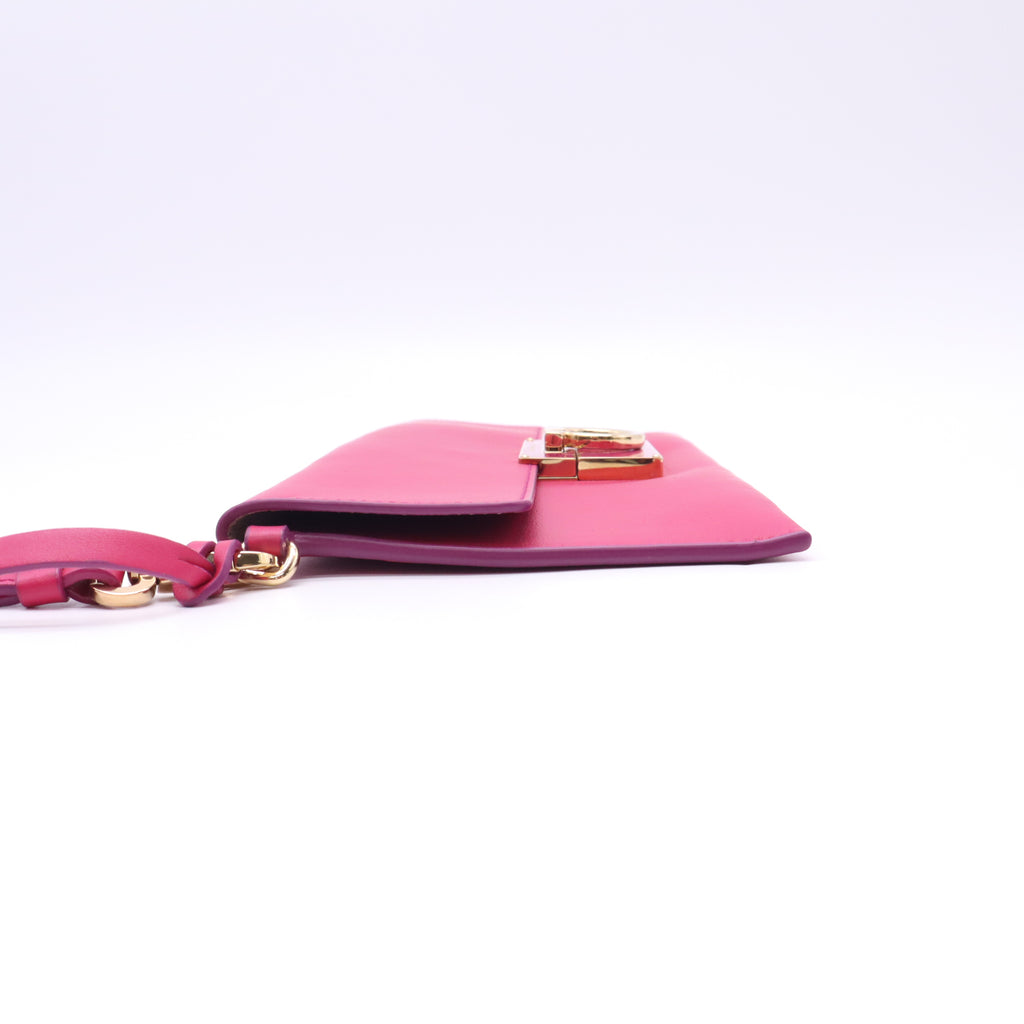 Salvatore Ferragamo Afef Gancio Lock Leather Wristlet Clutch W22758