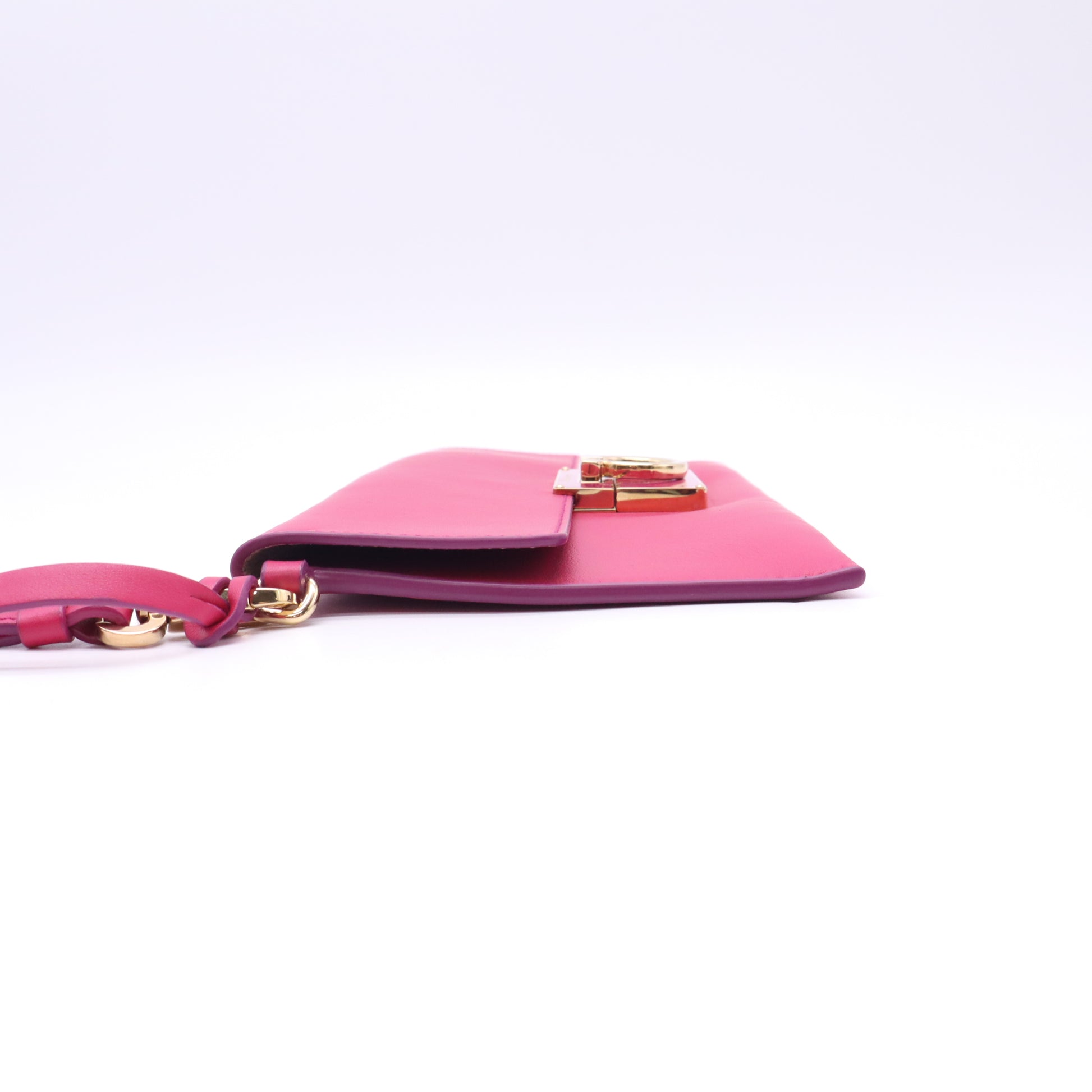 Salvatore Ferragamo Afef Gancio Lock Leather Wristlet Clutch W22758