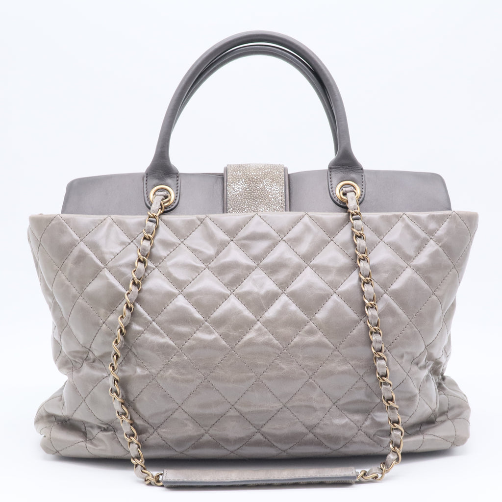 Bindi Tote Quilted Glazed Calfskin with Stingray Large