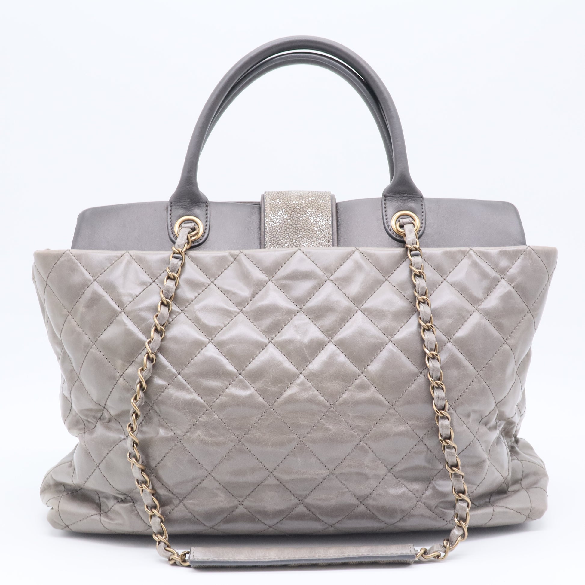 Bindi Tote Quilted Glazed Calfskin with Stingray Large