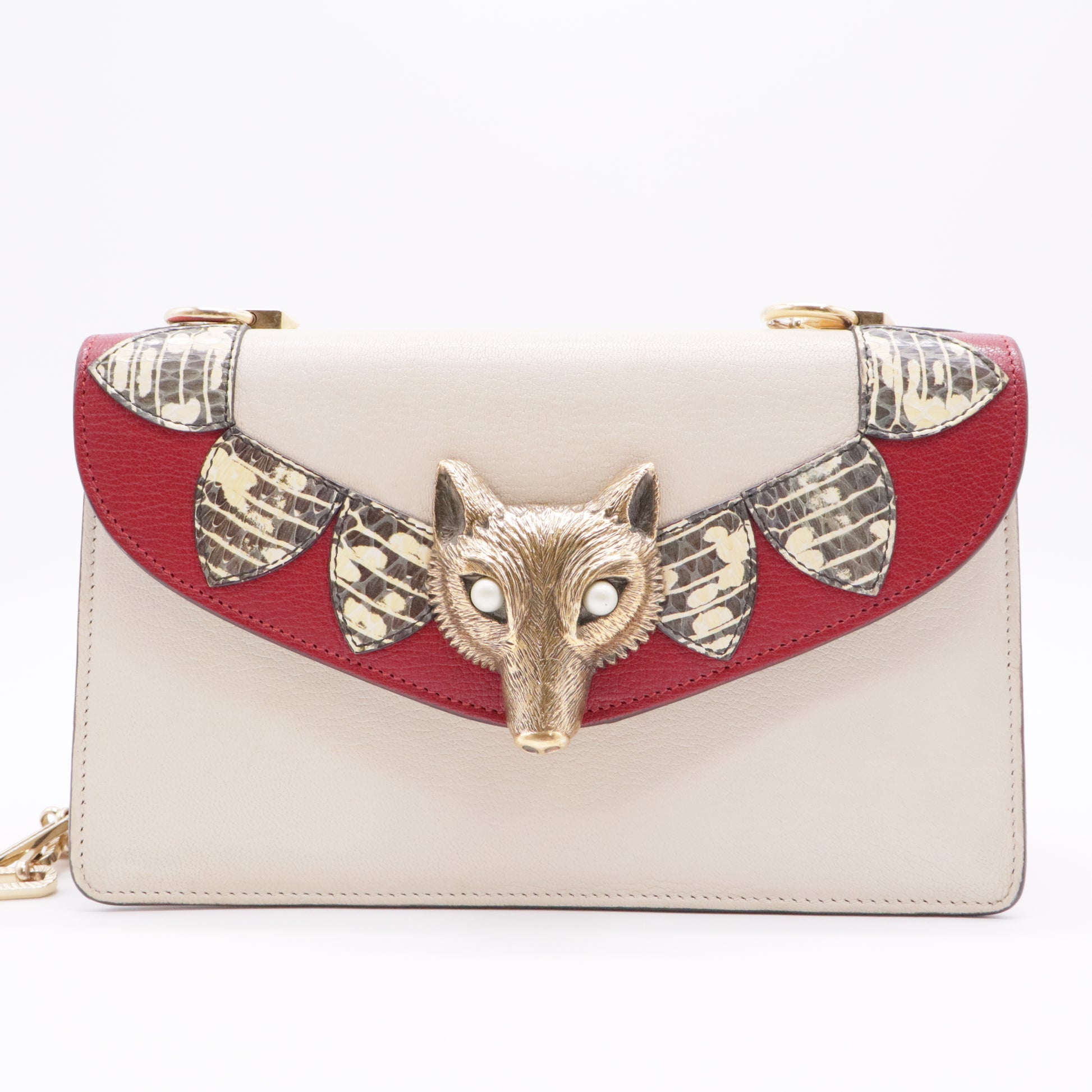Goatskin Elaphe Pearl Medium Fox Broche Top Handle