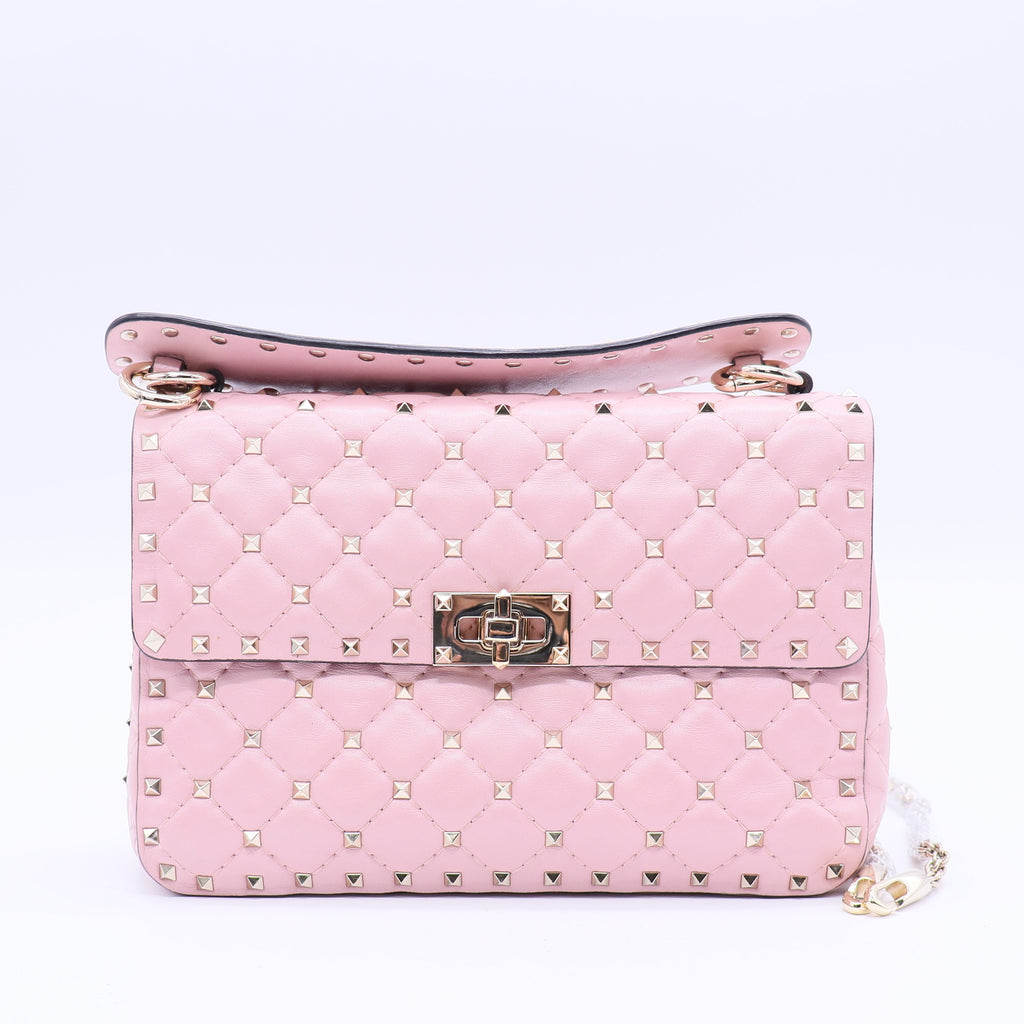 Rockstud Spike Flap Bag Quilted Leather Medium Twins B21294