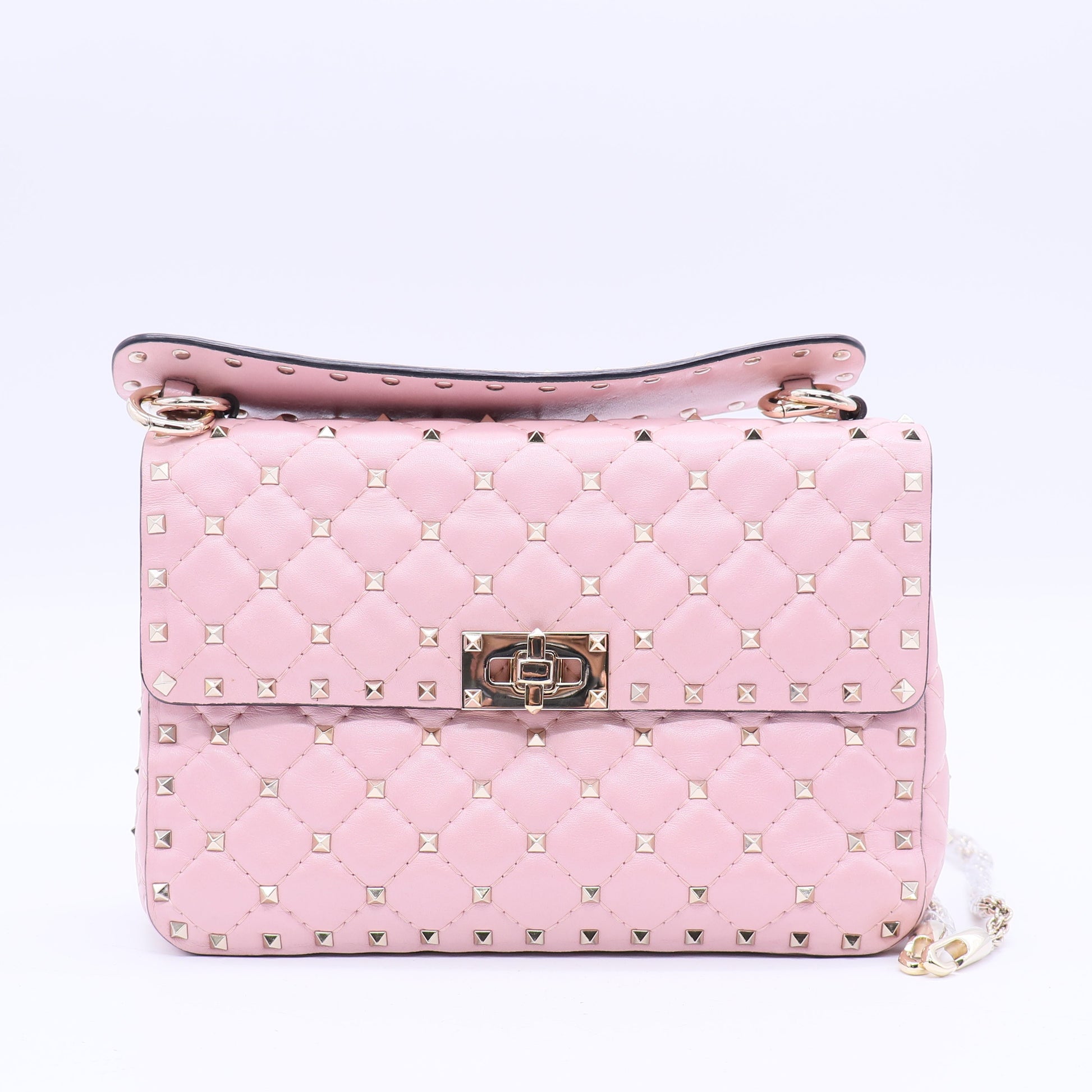 Rockstud Spike Flap Bag Quilted Leather Medium Twins B21294