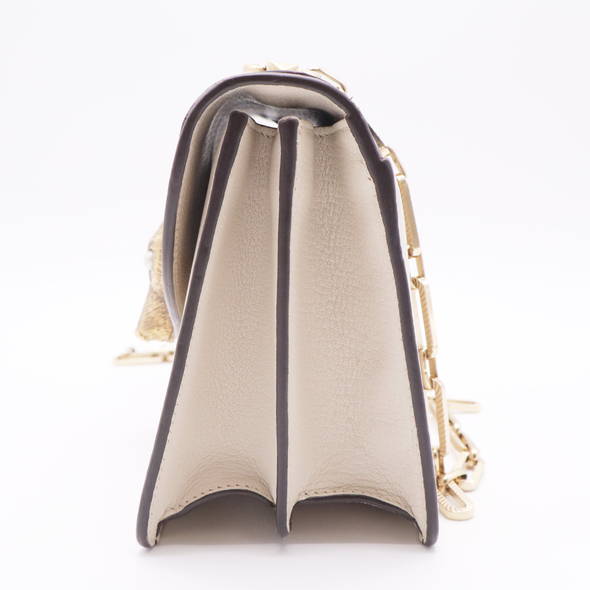 Goatskin Elaphe Pearl Medium Fox Broche Top Handle