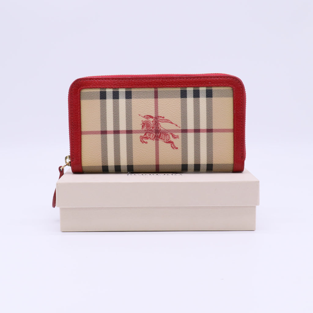 Burberry Haymarket Check Zip Around Wallet W22191