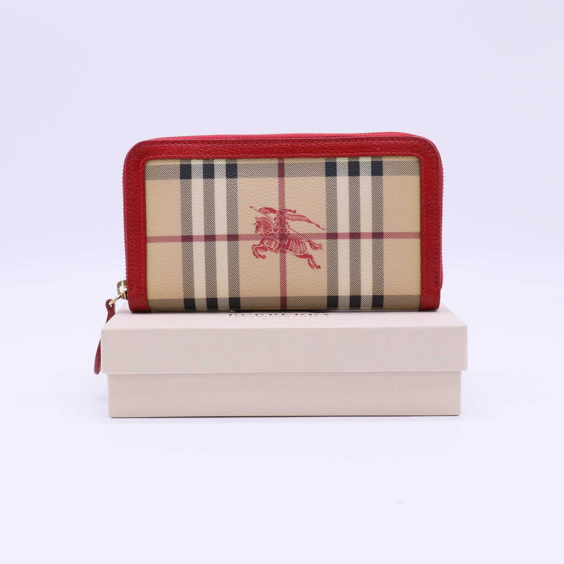 Burberry Haymarket Check Zip Around Wallet W22191