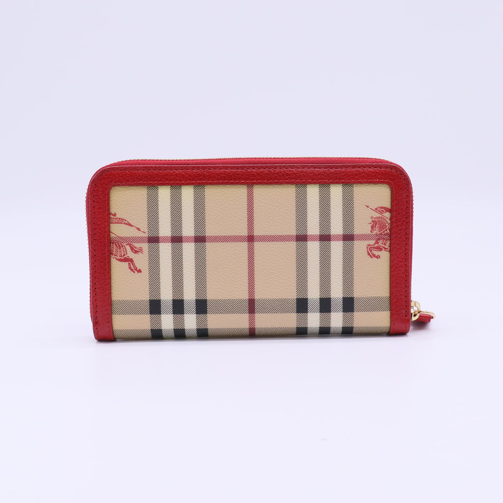Burberry Haymarket Check Zip Around Wallet W22191