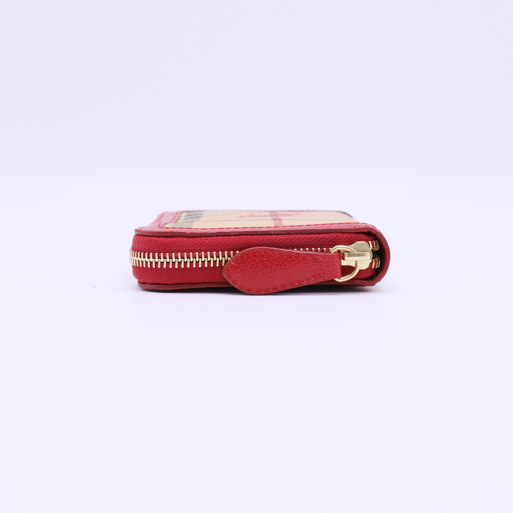 Burberry Haymarket Check Zip Around Wallet W22191