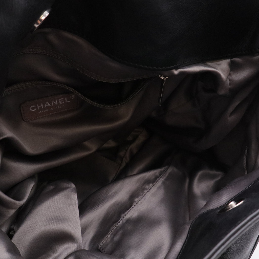 Calfskin Modern Chain Rhodoid Hobo Black