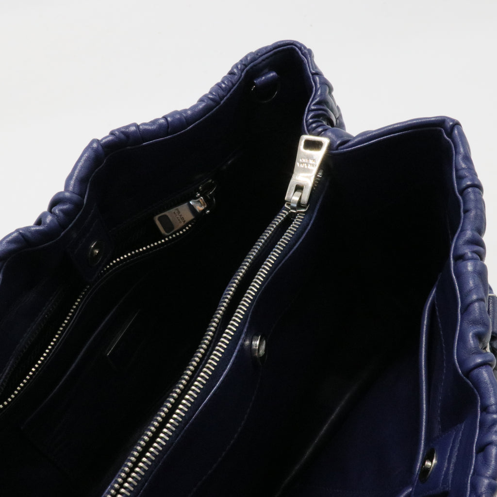 Nappa Gaufre Double Zip Tote Bluette