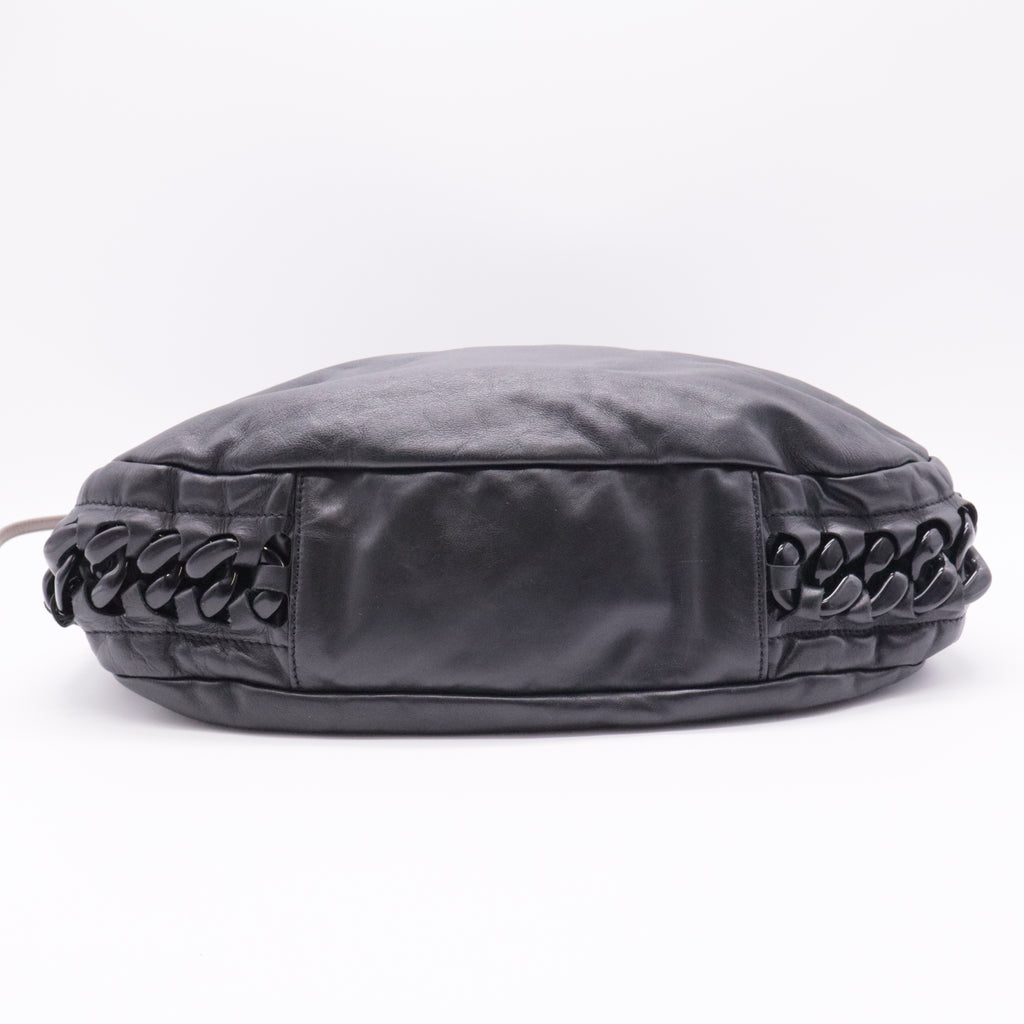 Calfskin Modern Chain Rhodoid Hobo Black
