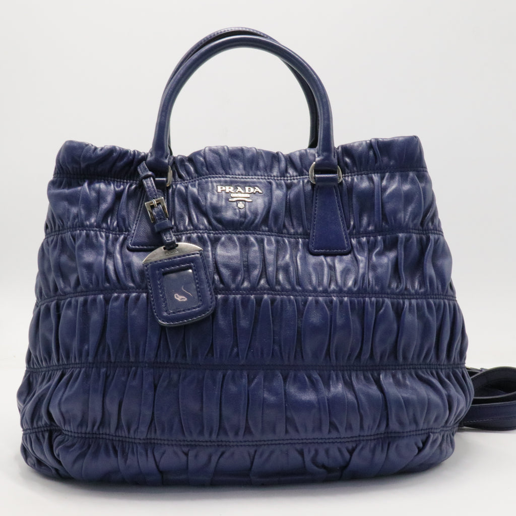 Nappa Gaufre Double Zip Tote Bluette
