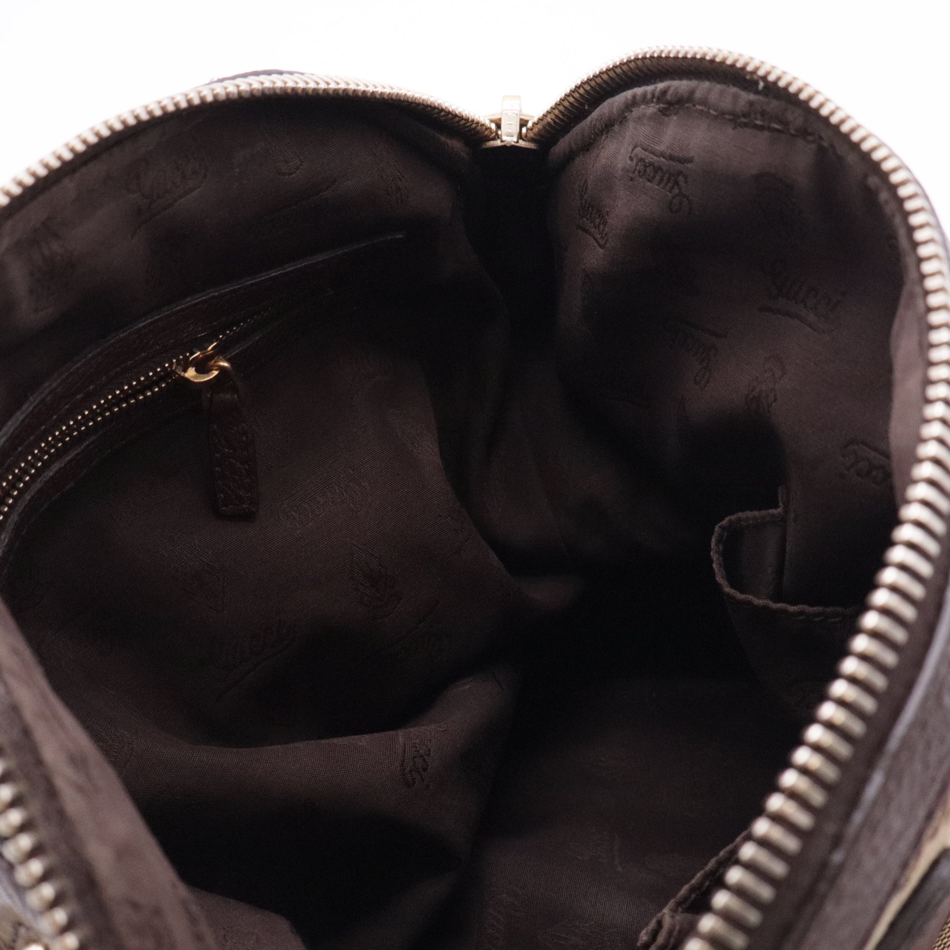 Charm Convertible Dome Satchel GG Canvas with Leather Medium