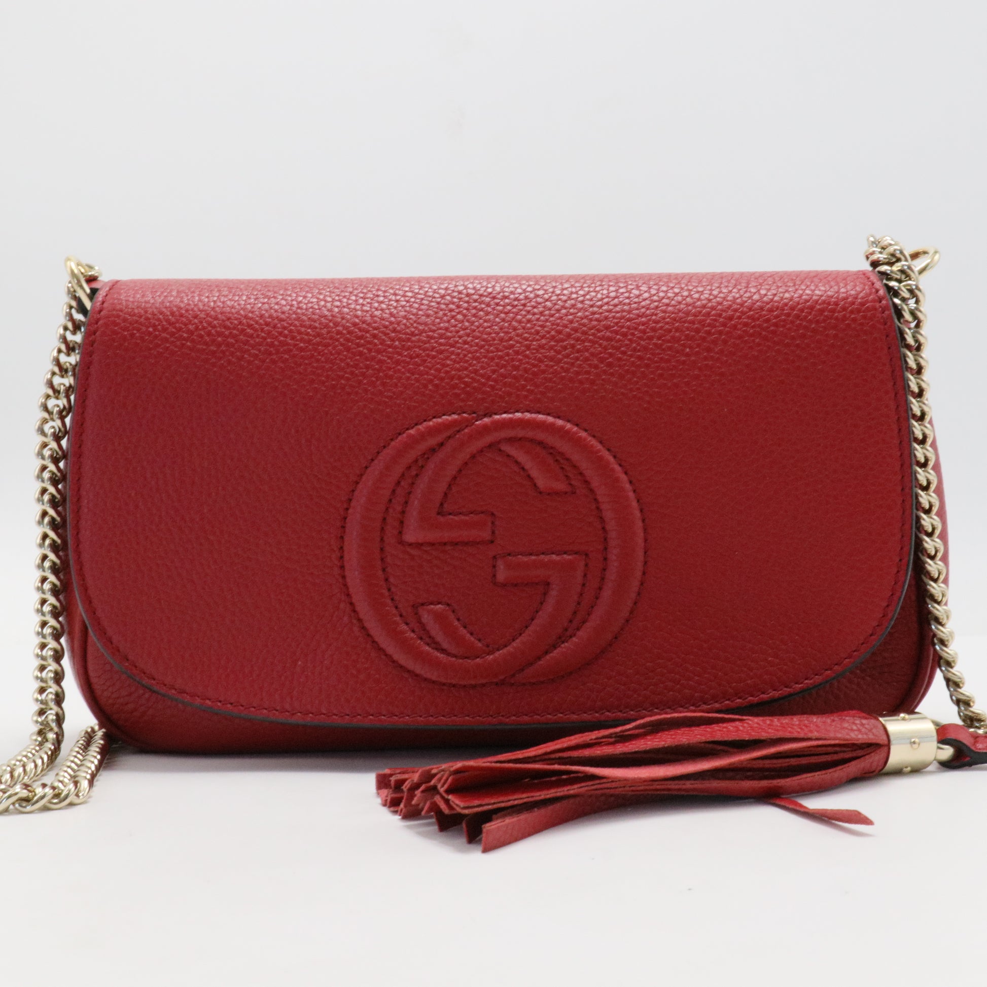 Pebbled Calfskin Medium Soho Flap Crossbody Vibrant Red