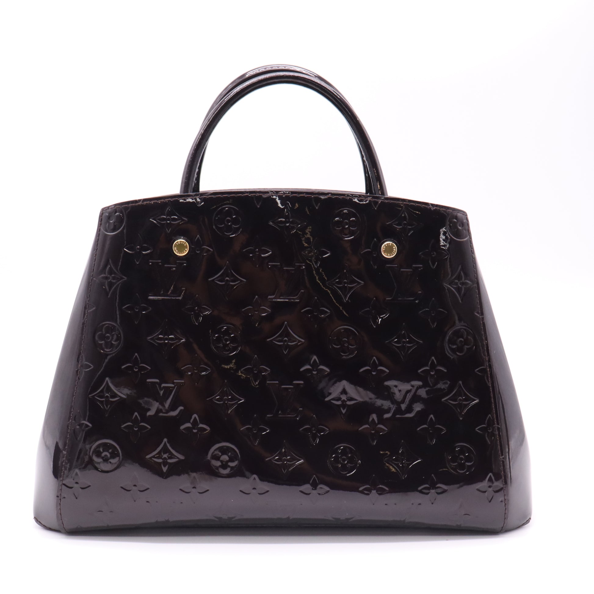 Louis Vuitton Montaigne MM Bag in Amarante Monogram Vernis B22558