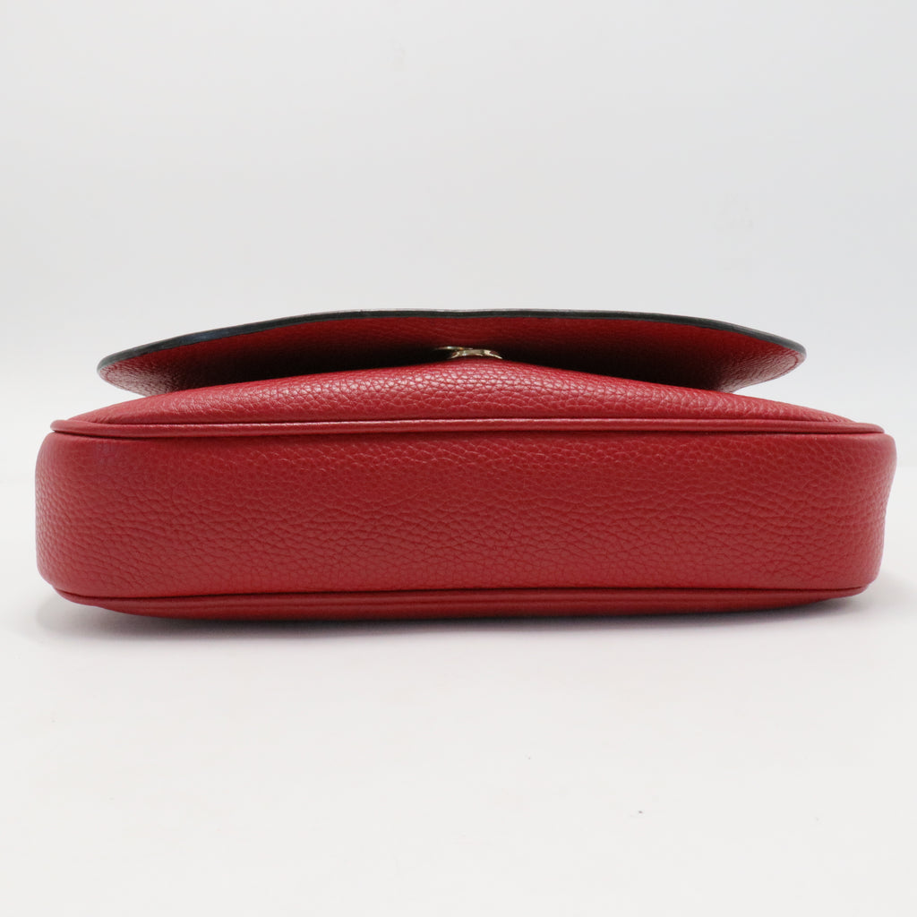 Pebbled Calfskin Medium Soho Flap Crossbody Vibrant Red