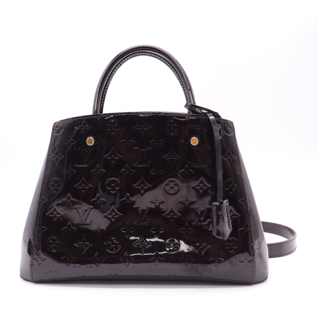 Louis Vuitton Montaigne MM Bag in Amarante Monogram Vernis B22558