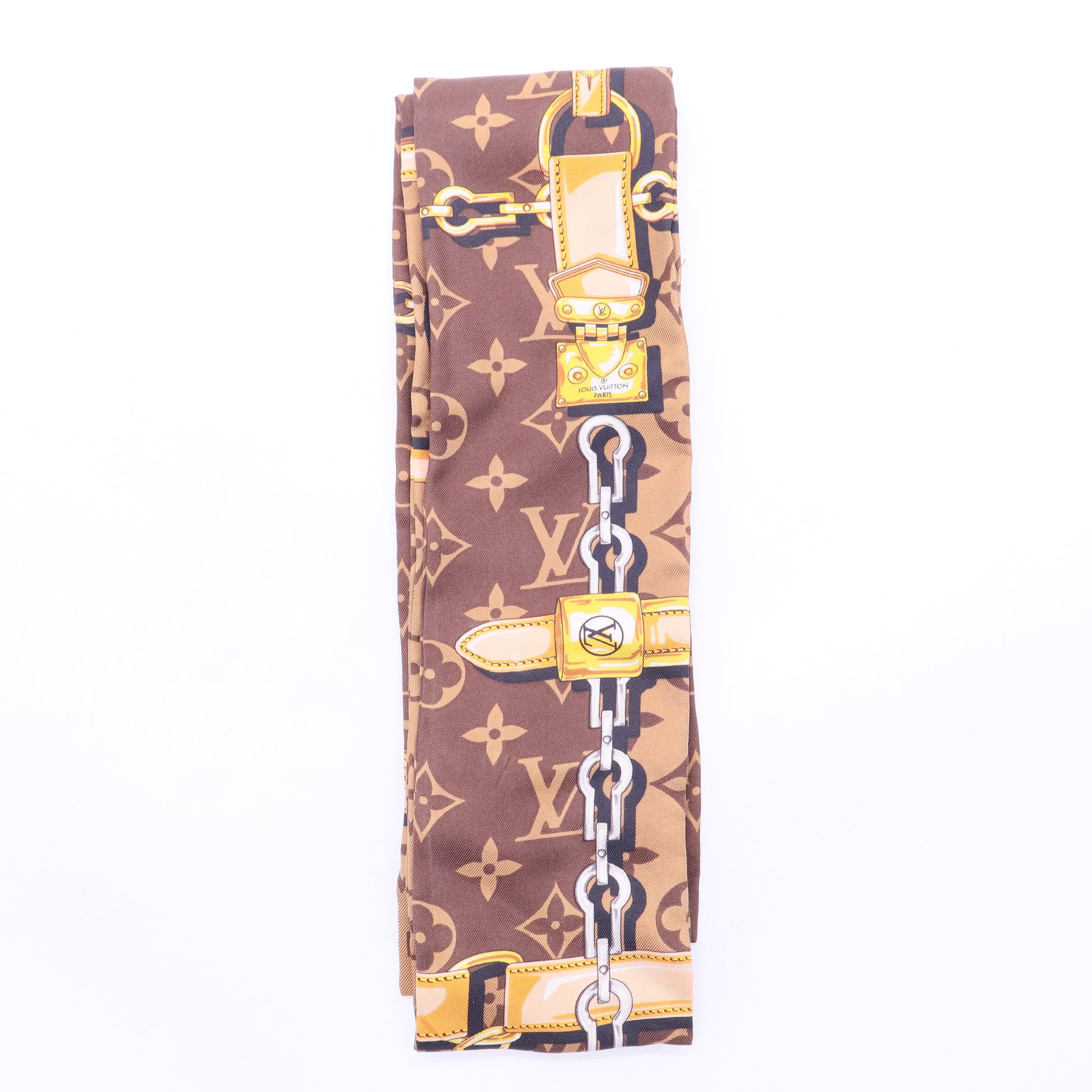 Brown Silk Confidential Bandeau Scarf-W20028