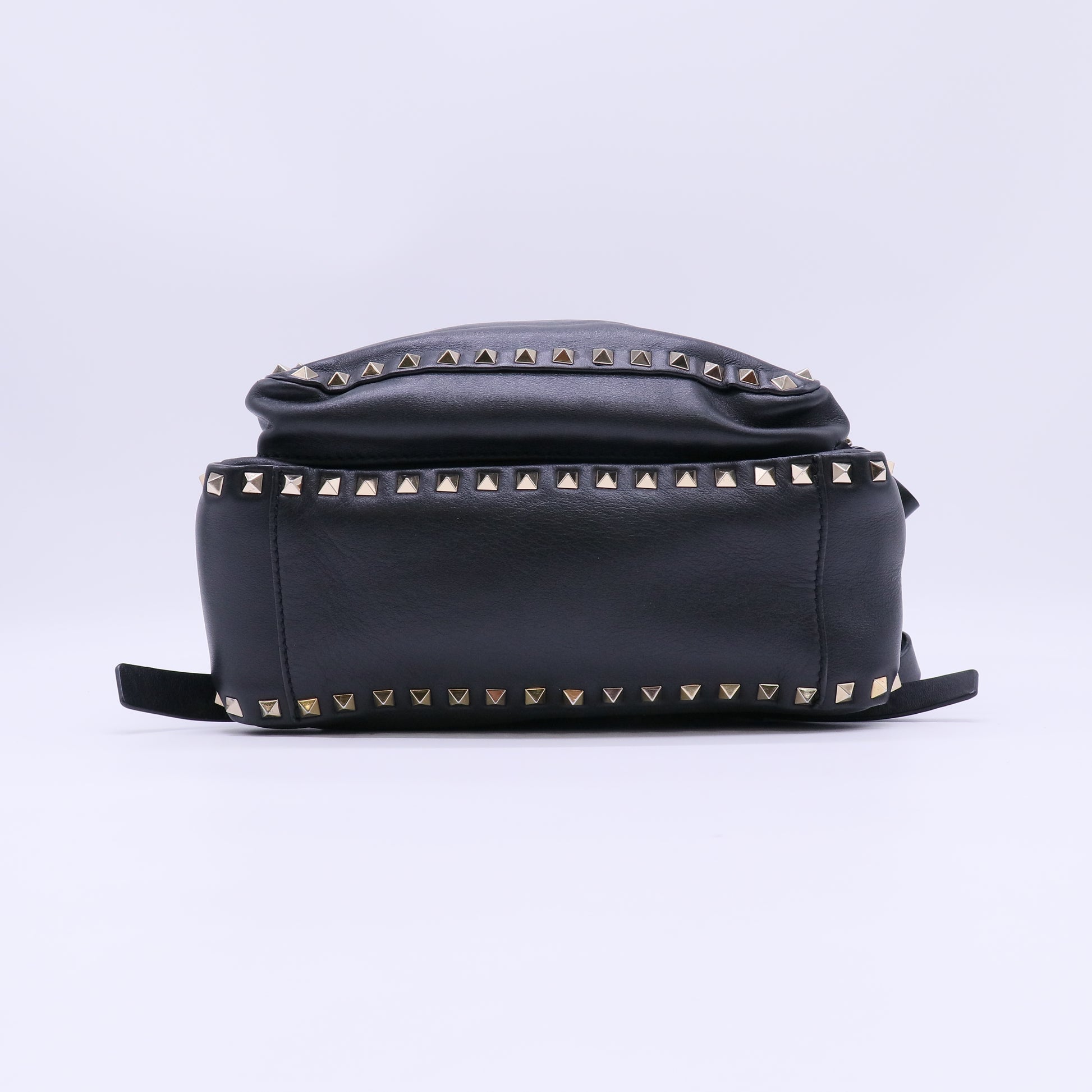 Valentino Garavani Smooth Leather Rockstud Backpack Black twins B22451