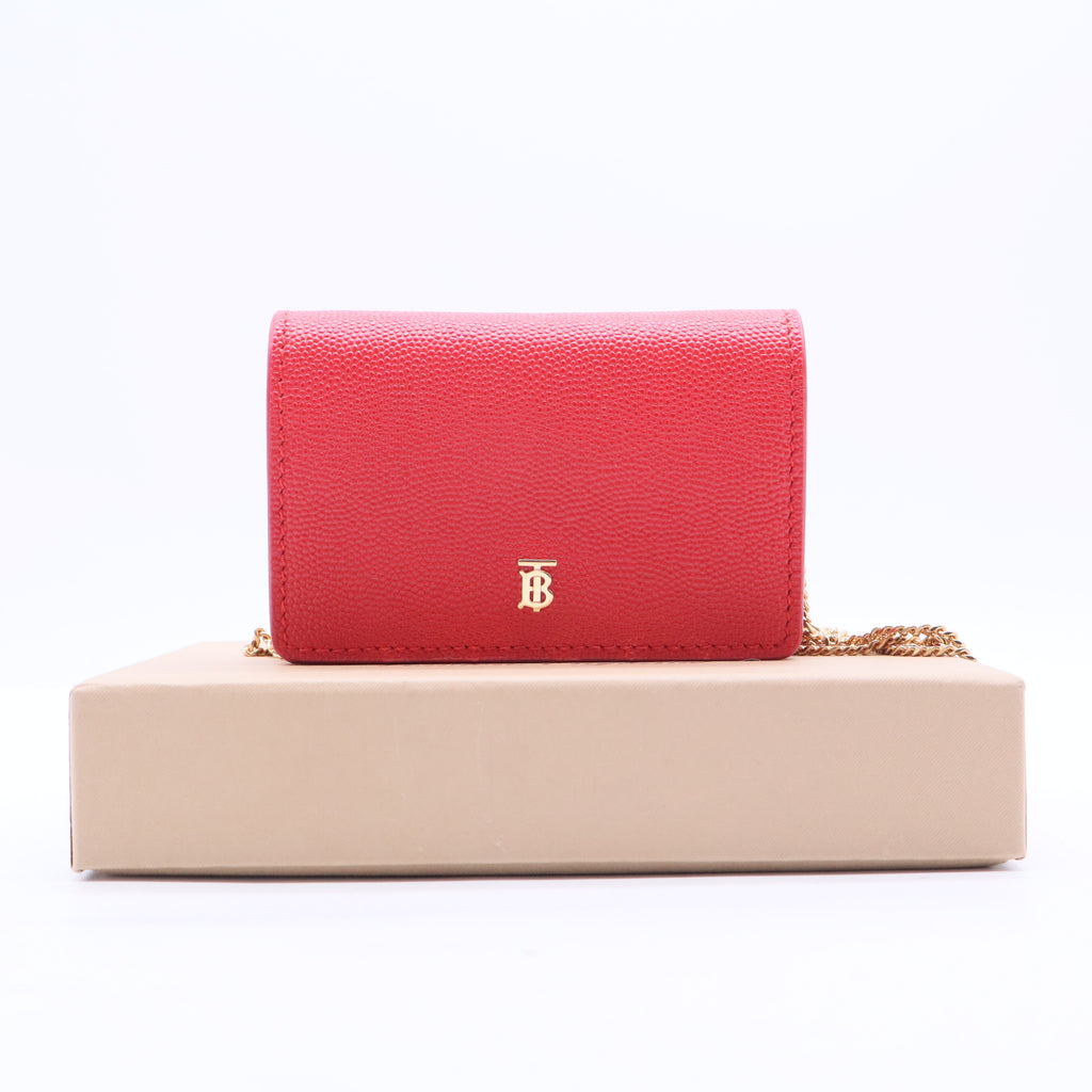Red Calfskin Leather TB Hanna Wallet