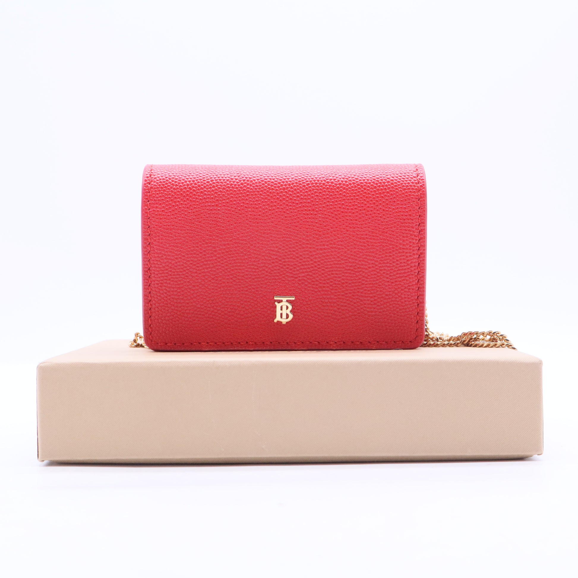 Red Calfskin Leather TB Hanna Wallet