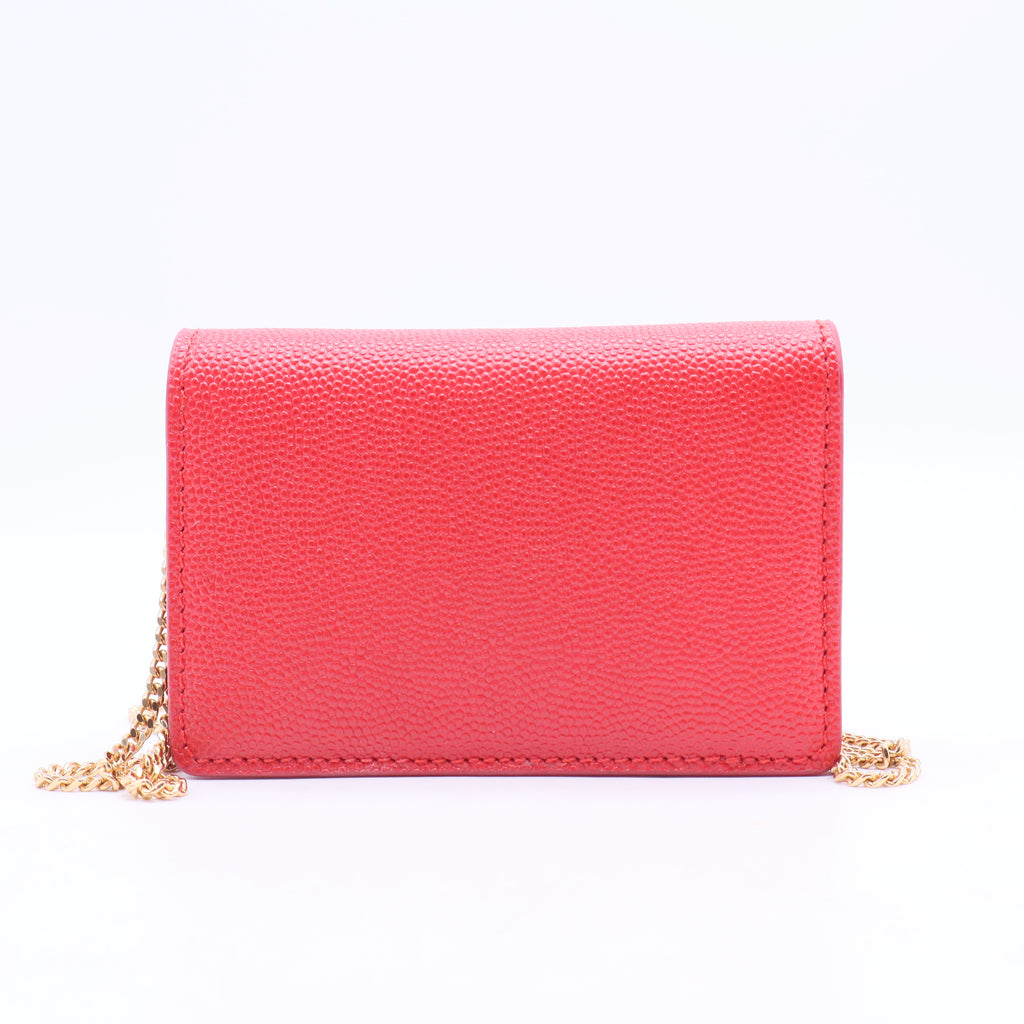 Red Calfskin Leather TB Hanna Wallet