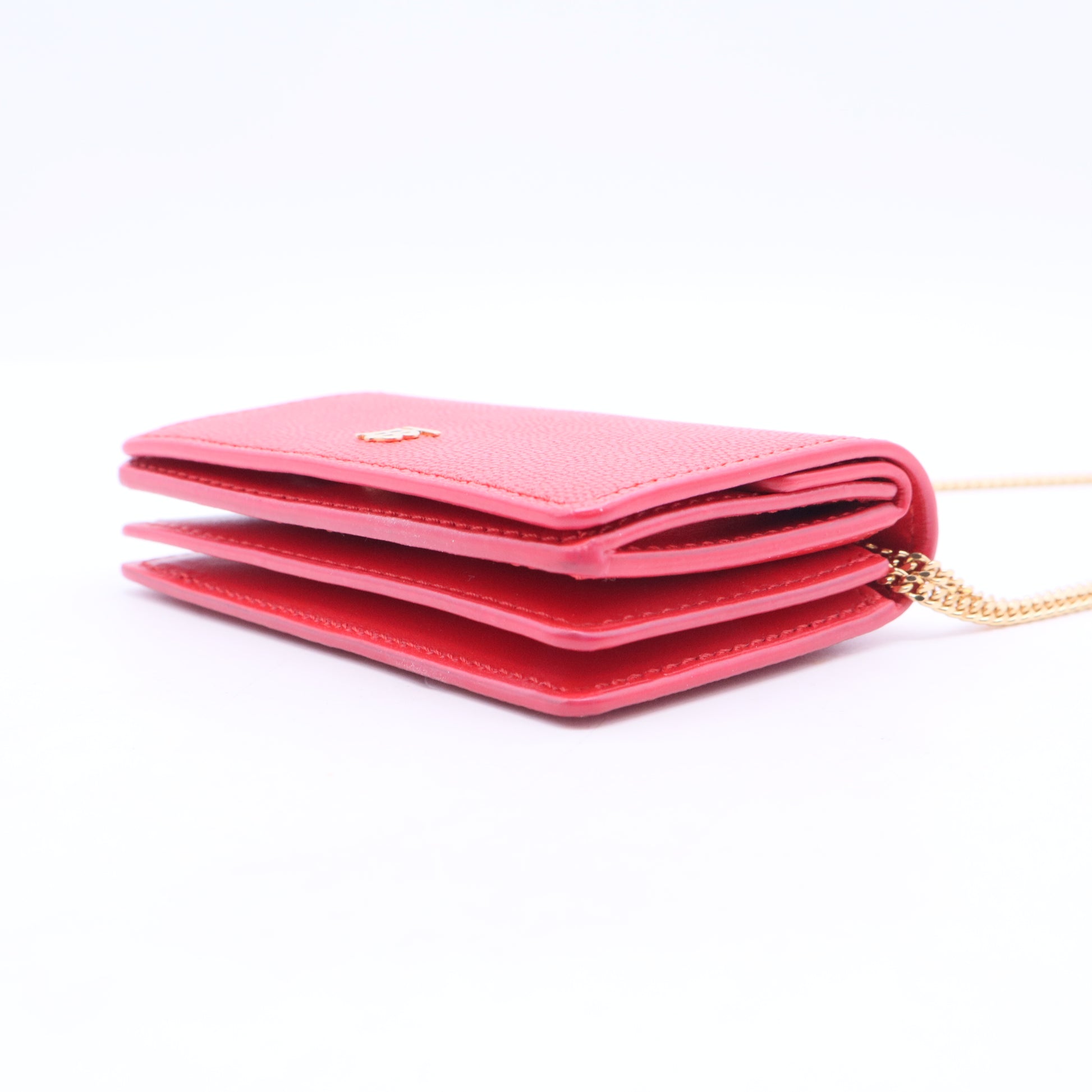 Red Calfskin Leather TB Hanna Wallet
