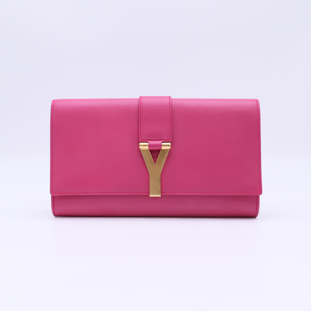 Calfskin Classic Y Ligne Clutch Fuchsia B22615