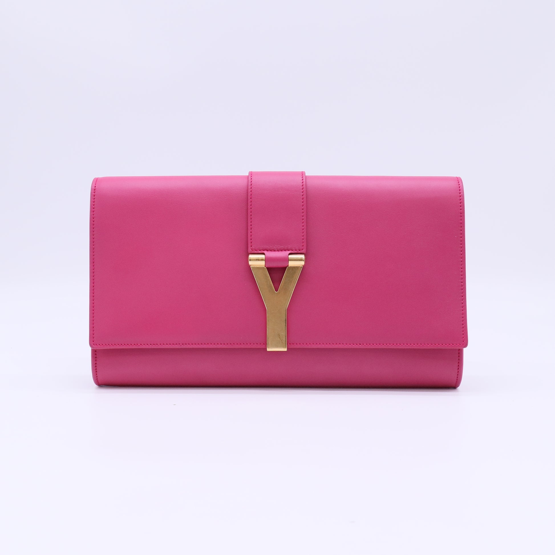 Calfskin Classic Y Ligne Clutch Fuchsia B22615