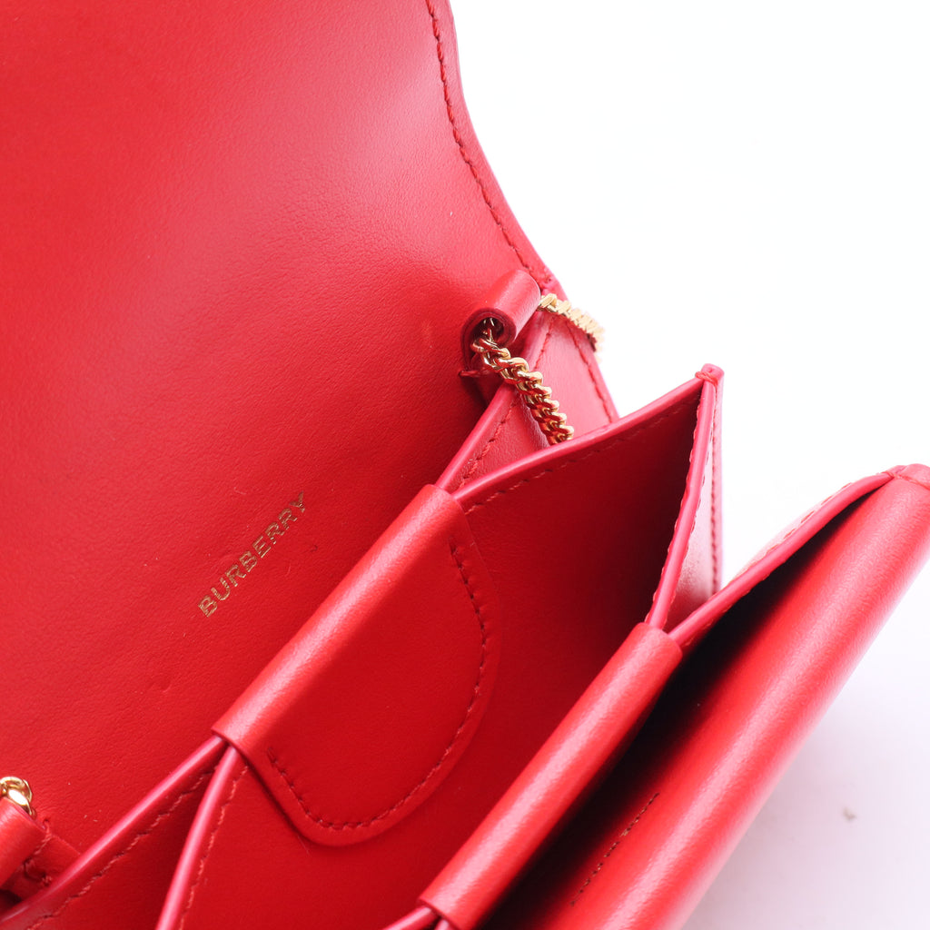 Red Calfskin Leather TB Hanna Wallet